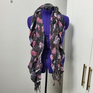 Ruffle Floral Print Scarf